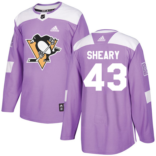 Adidas Penguins #43 Conor Sheary Purple Authentic Fights Cancer Stitched NHL Jersey